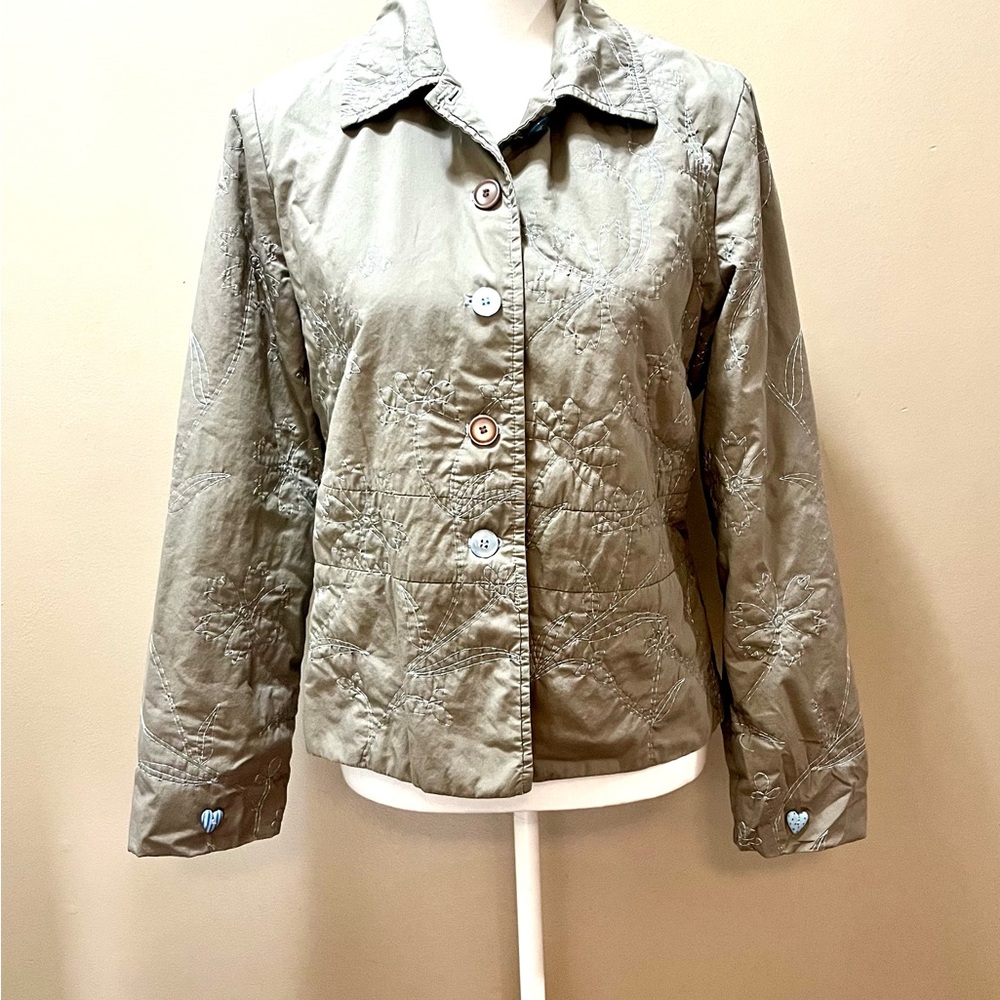 Sigrid Olsen Tan Quilted Jacket Size Medium